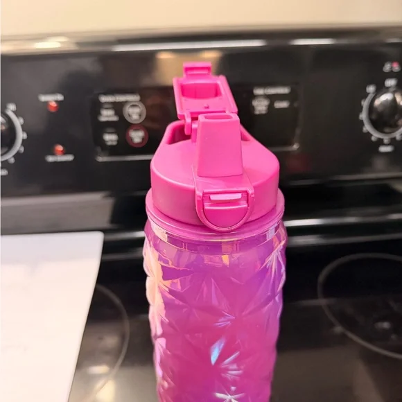 Iridescent Pink Geometric Sport Water Bottle with Flip Straw - Picture 2 of 5